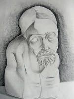 Drawing of a wooden statue